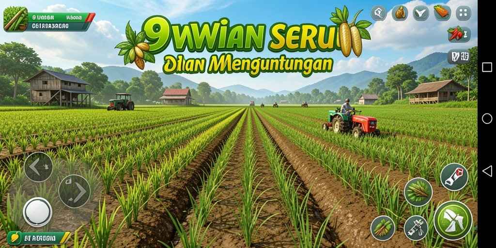 Tampilan utama gameplay 9WIN dengan aktivitas pertanian yang seru.