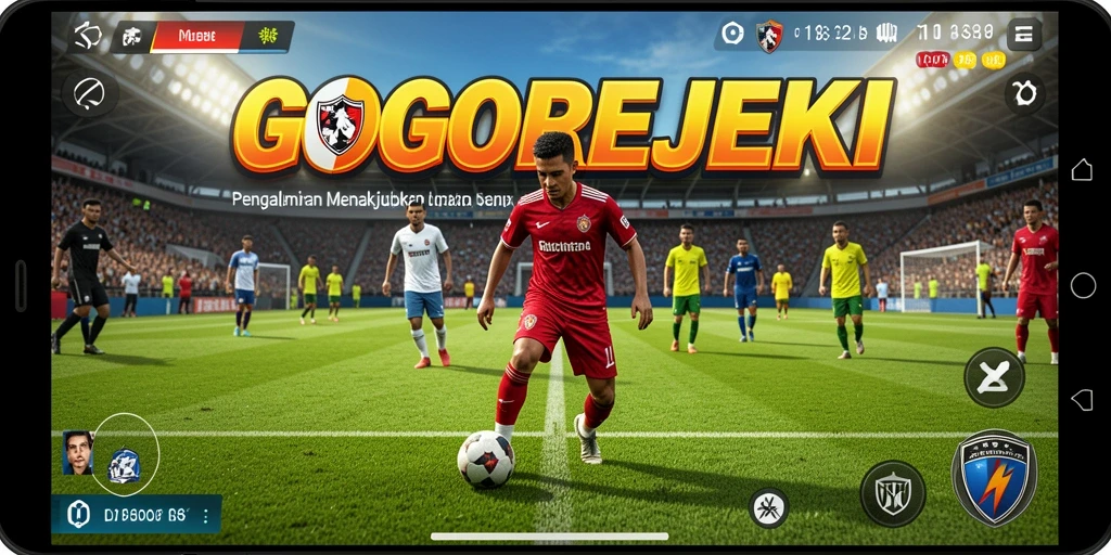 Tangkapan layar menunjukkan momen seru dalam gameplay sepak bola.