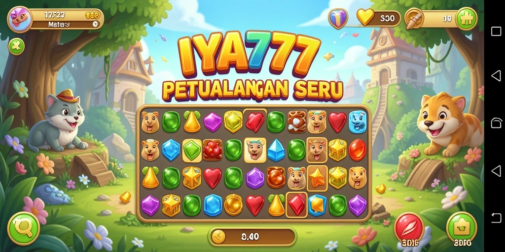 Gameplay seru IYA777 dengan tantangan Match-3 yang menarik.