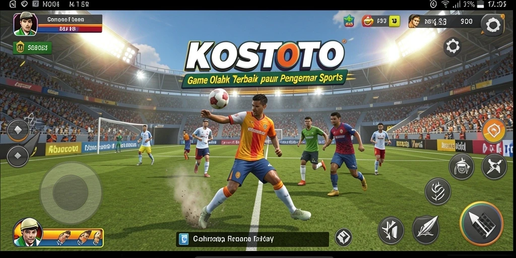 Tampilan gameplay seru dalam KOSTOTO yang menggambarkan aksi olahraga.