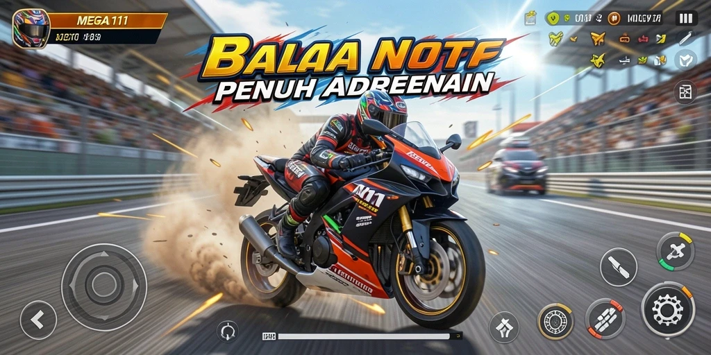 Tampilan mendebarkan dari balapan motor dalam MEGA111.