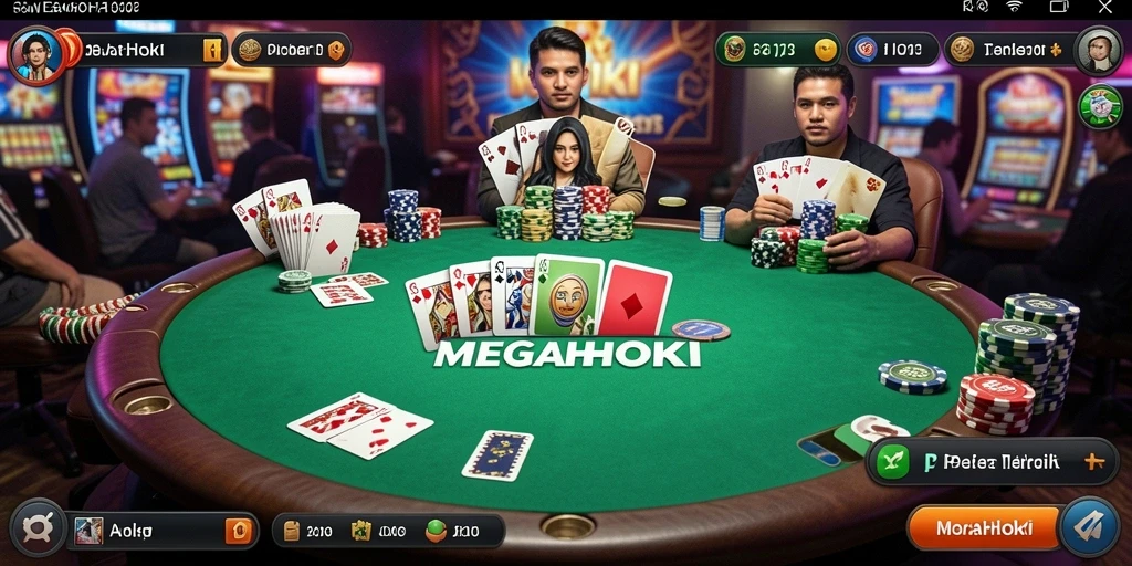 Tampilan gameplay Poker yang seru di MEGAHOKI.