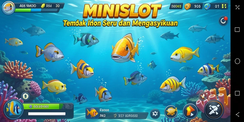 Screenshot gameplay menunjukkan aksi menembak ikan yang seru.
