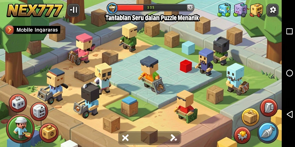 Screenshot NEX777 menampilkan gameplay Puzzle yang menantang dan menyenangkan.